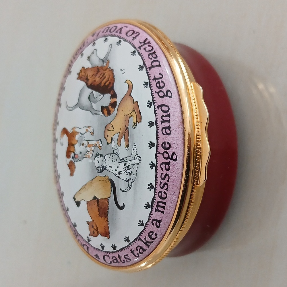 Halcyon Days Enamels THE DIFFERENCE BETWEEN DOGS AND CATS Gump's Trinket Box
